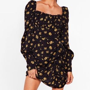Nasty Gal Black & Floral Witch Dress